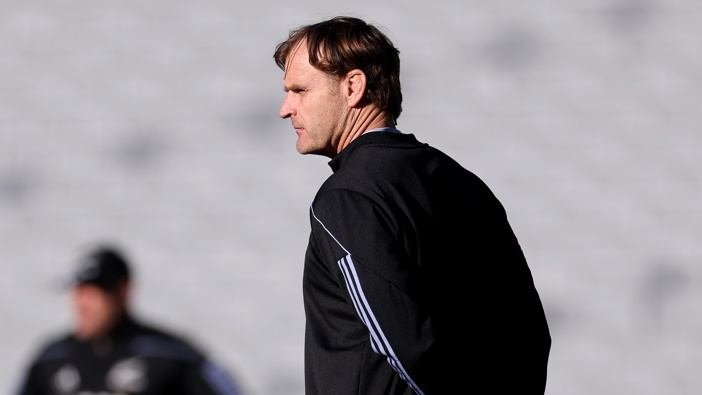 All Black Head Coach Scott Robertson during a New Zealand All Blacks captain's run at Eden Park on July 12, 2024 in Auckland, New Zealand. (Photo by Phil Walter/Getty Images)