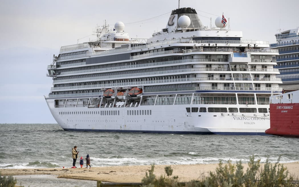 Viking Orion which was one of the cruise ships recently denied entry to Dunedin, is pictured here moored at Station Pier in Melbourne in 2020. Photo: AFP/ William West