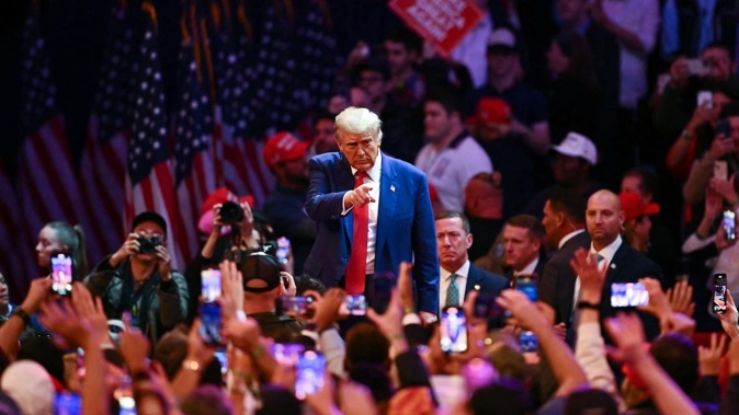 Former US President and Republican presidential candidate Donald Trump during a campaign rally at Madison Square Garden in New York. Photo / AFP