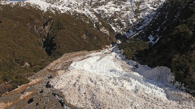 An extreme winter storm at Aoraki-Mt Cook last July triggered one of the largest avalanche cycles observed in New Zealand in recent decades. This picture shows an avalanche that wiped out thousands of square kilometres of vegetation. Image / Department of Conservation