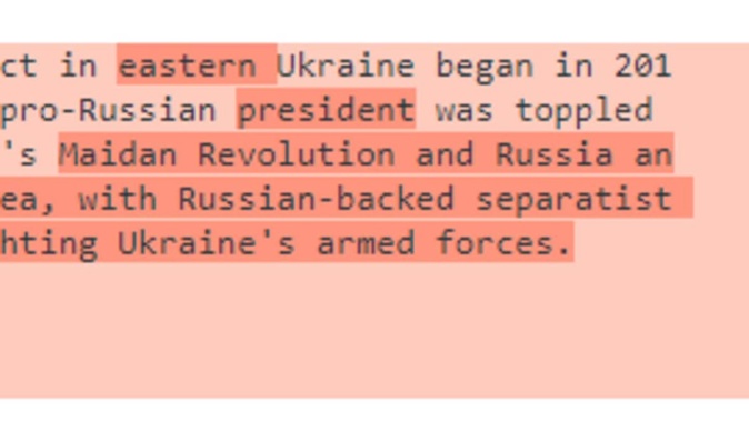 RNZ's edits to a story about an escalation in the war in Ukraine. Photo / BusinessDesk