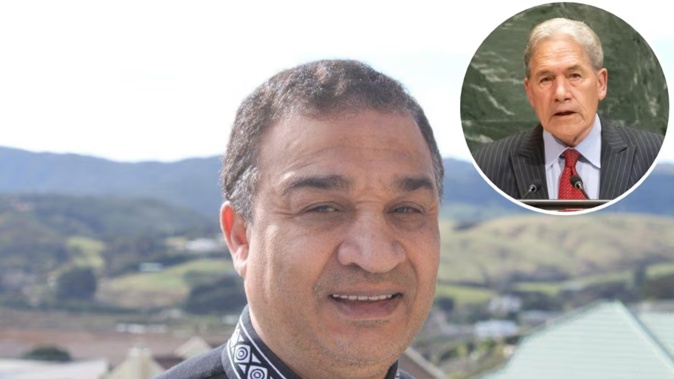 Former Race Relations Commissioner Gregory Fortuin has slammed Winston Peters (inset) and the Government for not recognising Palestinian statehood. Photo / Dean Purcell
