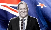 Chris Hipkins and Christopher Luxon mash-up over the New Zealand flag. Photo / NZME