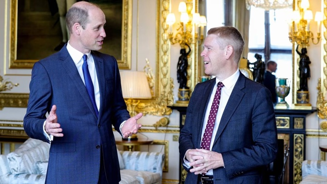 The Prince of Wales receives New Zealand Prime Minister Chris Hipkins, during an audience at Windsor Castle. Photo / Andy Parsons / Kensington Palace