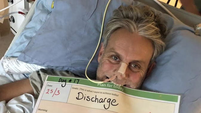 Clayton Hairs on the day he was discharged from Hawke's Bay Fallen Soldiers' Memorial Hospital in Hastings to Burwood Hospital in Christchurch.
