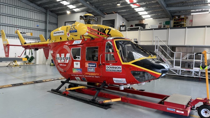 Wild weather damaged an Auckland Westpac rescue helicopter. Photo / Auckland Rescue Helicopter Trust