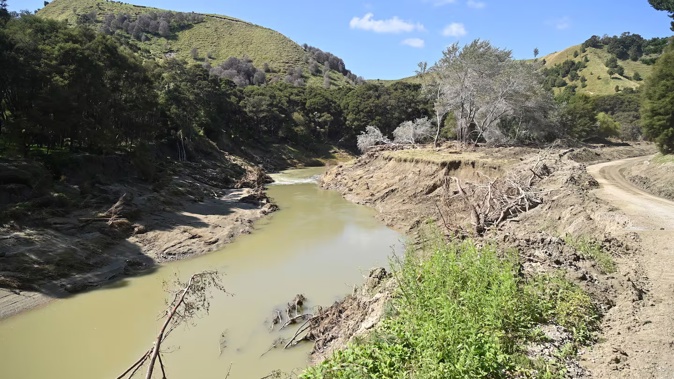 The Waimatā River inland from Gisborne, pictured after Cyclone Gabrielle last year. Photo / Gisborne Herald