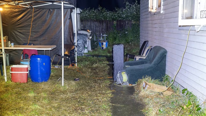 The backyard at the Wharerau house in Stokes Valley where a 50th birthday party was held in December 2023, during which Rawiri Wharerau was killed and Hemi Wharerau was injured. Today a man was found guilty of Rawiri's manslaughter.