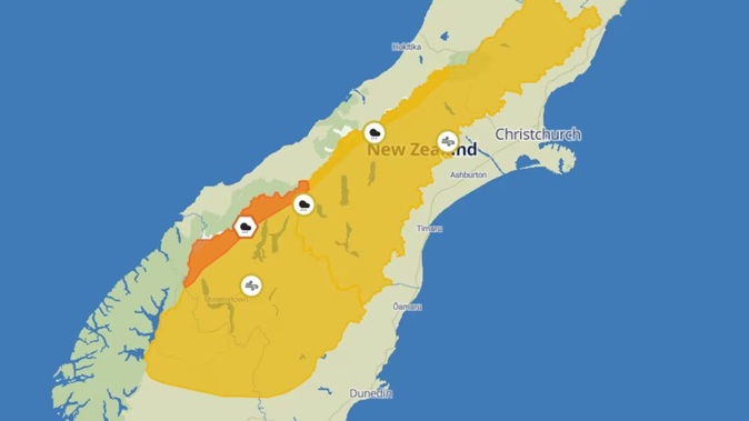 A number of weather watches and warnings are in place due to heavy rain and strong winds for parts of the South Island. Photo / MetService