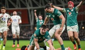 Dan Sheehan celebrates scoring as Ireland beat England 27-20 in Dublin. Photo / Getty Images