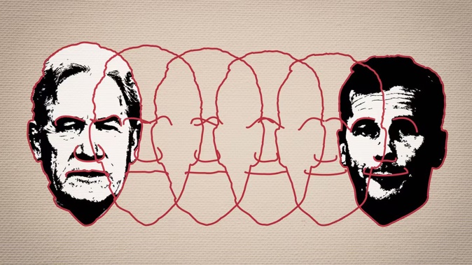 Winston Peters will pass the Deputy Prime Minister role to David Seymour on May 31. NZ Herald Illustration inspired by Dick Frizzell / Paul Sater