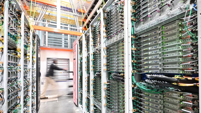 Servers stacked inside an Amazon Web Services data centre.