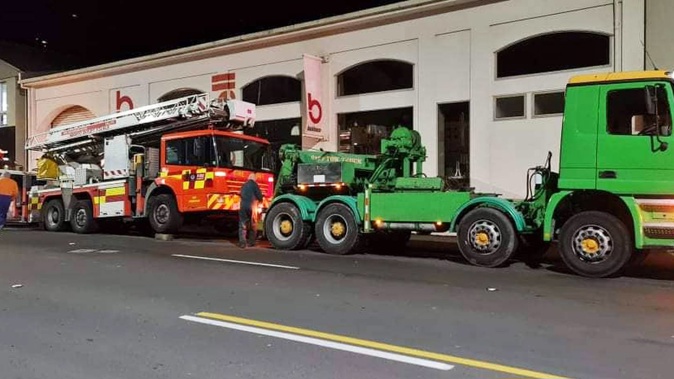 The appliance had to be towed away after breaking down on the way back to the station. Photo / Supplied