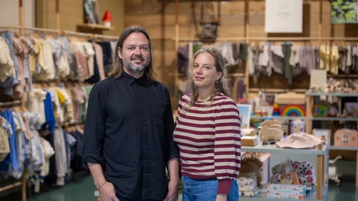 Jacob and Georgia Faull started organic babywear company Nature Baby, now a multi-million-dollar business, from their Grey Lynn flat 25 years ago. Photo / Michael Craig
