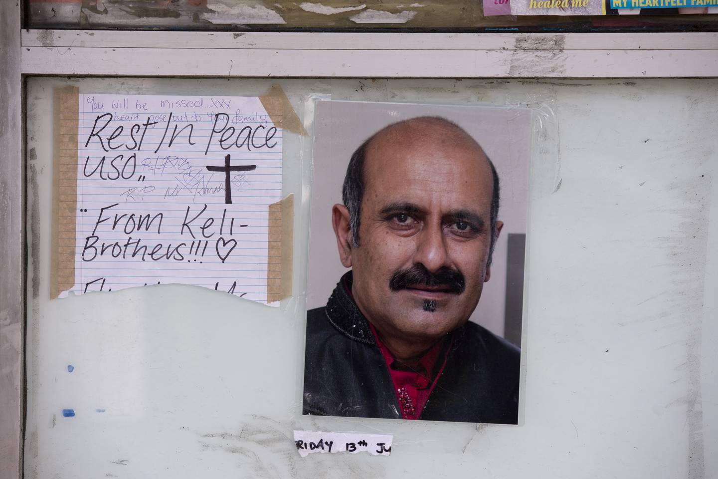 Tributes for slain dairy owner Arun Kumar after he was fatally stabbed at his Henderson store in 2014. Photo / Dean Purcell