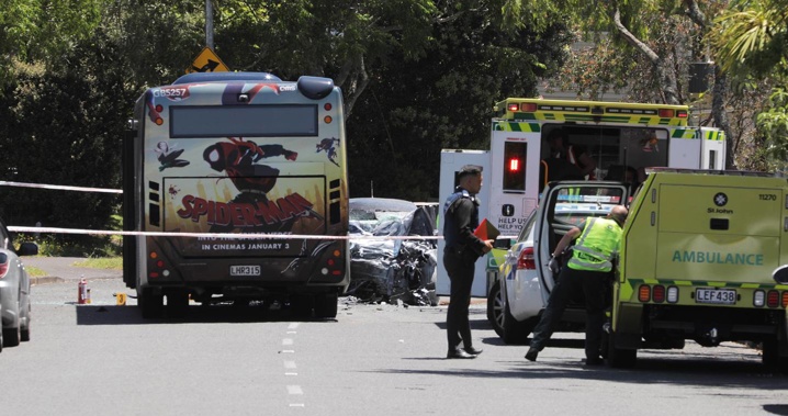 Both the bus and Davidson's vehicle had crossed the centreline prior to the crash, due to the street's narrow nature. Photo / Michael Craig