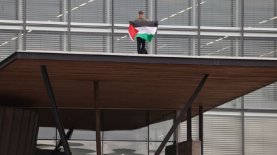 Pro-Palestine protester climbs on to Christchurch council roof