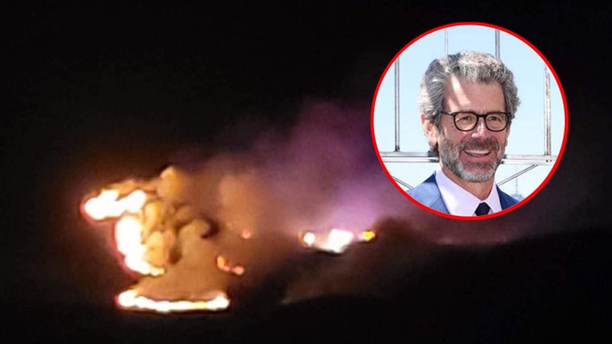 Empire State Building owner Tony Malkin (inset) set off fireworks that are believed to have caused this blaze near Arrowtown. Photo/ Supplied/Getty Images