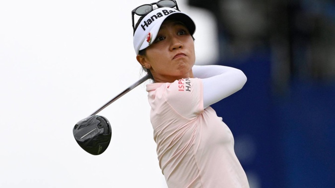 Lydia Ko tees off on the 15th hole during the first round in the Women's PGA Championship. Photo / AP