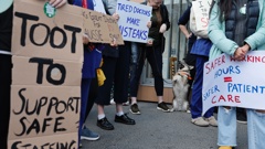 Medical professional protest, Auckland City Hospital. Photo / Michael Craig