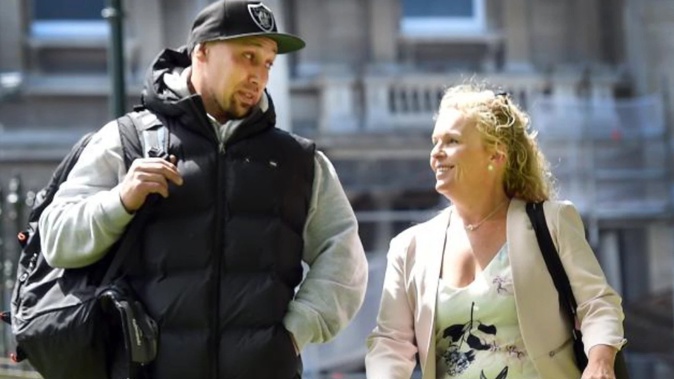 Australian deportee Brad Sinoti meets Route 501 Advocacy and Support Ltd founder Filipa Payne in Dunedin yesterday. Photo / Peter McIntosh / Otago Daily Times