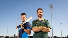 Ryan Shutte (left) and Courtenay Coetzee at the Bay Oval, ahead this week's test match. Photo / Alex Cairns