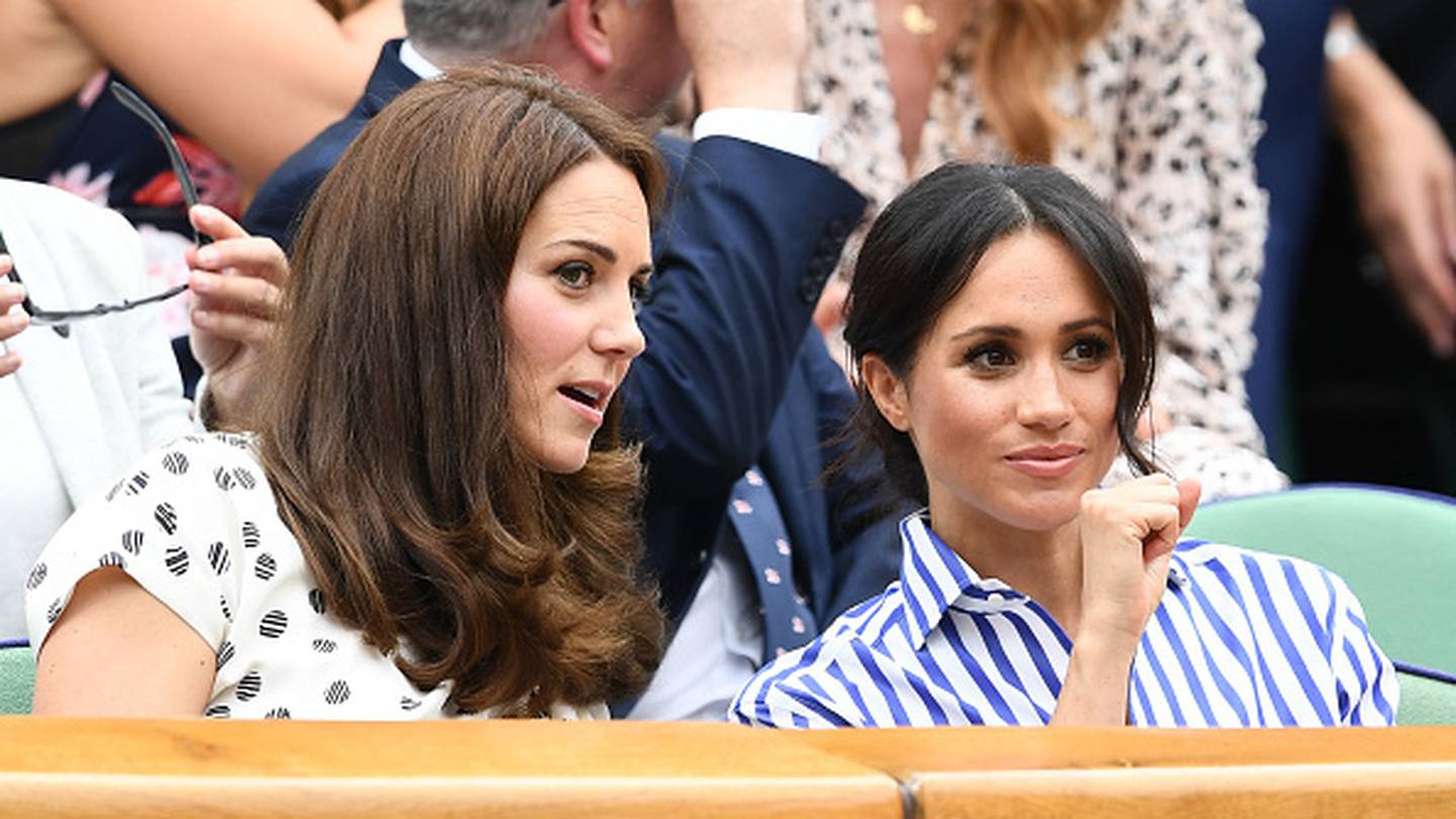 Catherine, Duchess of Cambridge and Meghan, Duchess of Sussex attend day twelve of the Wimbledon Lawn Tennis Championships. Photo / Getty Images