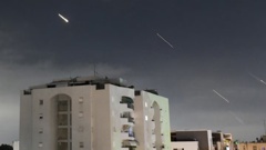 Israeli Iron Dome air defence system launches to intercept missiles fired from Iran, in central Israel. Photo / AP