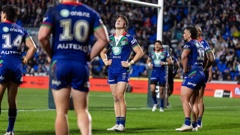 Sam Healey of the Warriors reacts to a Dolphins try at Go Media Stadium. Photo / Photosport