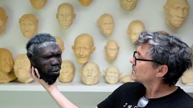 A reconstructed bust of Mos’anne, a Mesolithic woman, was created at Ghent University. Photo / AFP