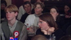 Chris Hipkins (left) during Labour's election night party in 1996. (Photo / Screenshot from The Campaign)