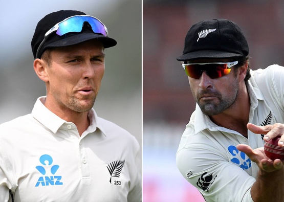 The familiar faces of Trent Boult (L) and Colin de Grandhomme (R) will be missing in India. (Photo / Photosport)