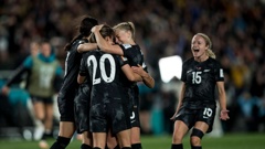 The Football Ferns celebrate their opening World Cup win over Norway at Eden Park. Photo / Michael Craig