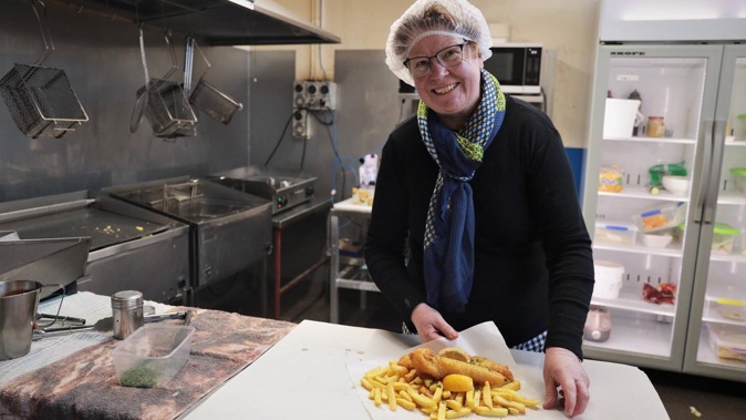 Diane Williamson, the owner of Galley Takeaways fish and chip shop in Bluff. Photo / ODT