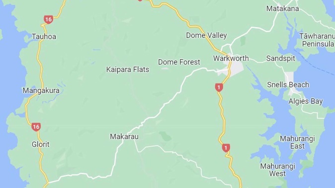 The fire is at Kaipara Flats, near Warkworth. Image / Google Maps