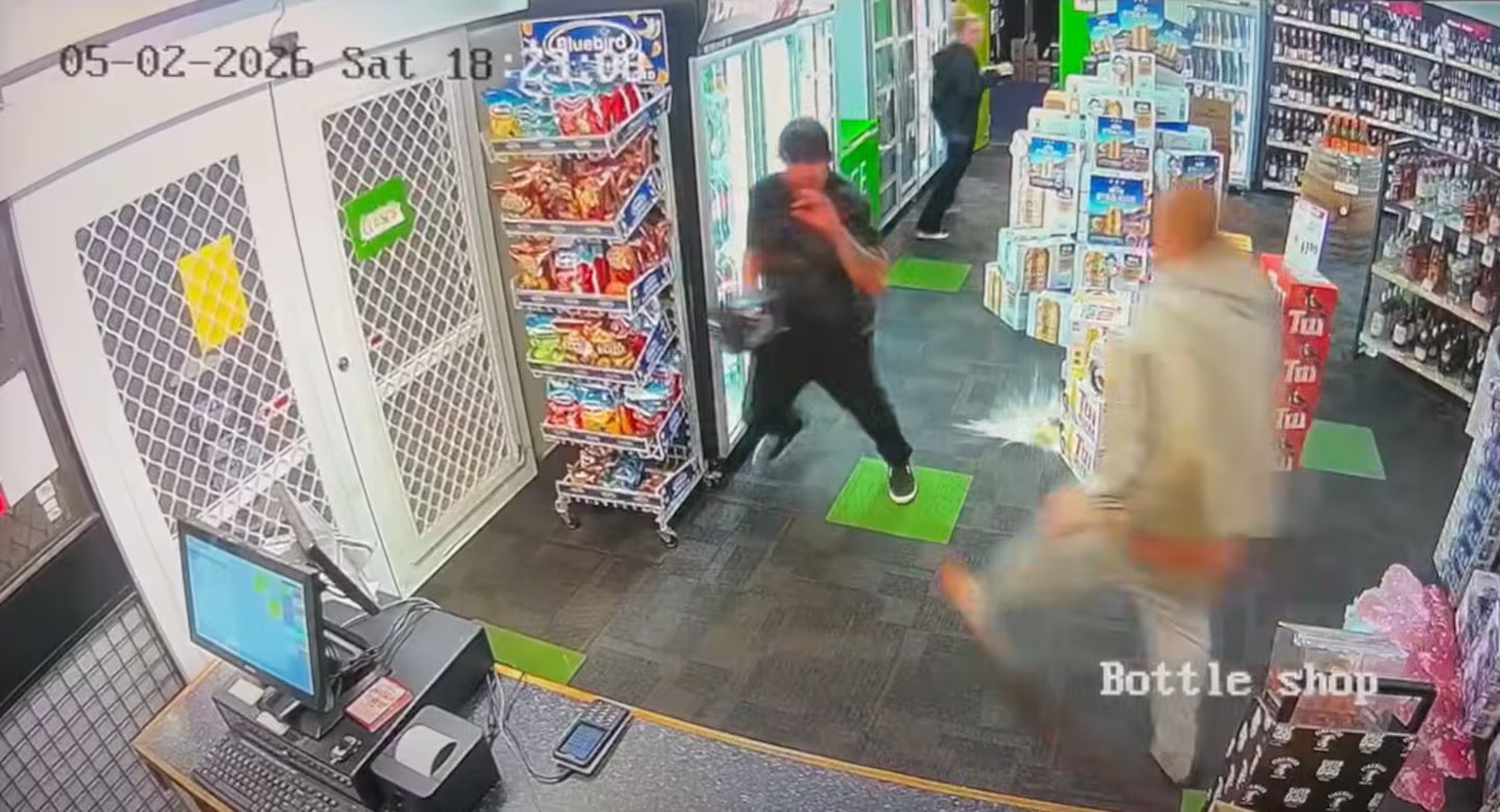 Watch: Staff, customers flee 'frightening' liquor store attack