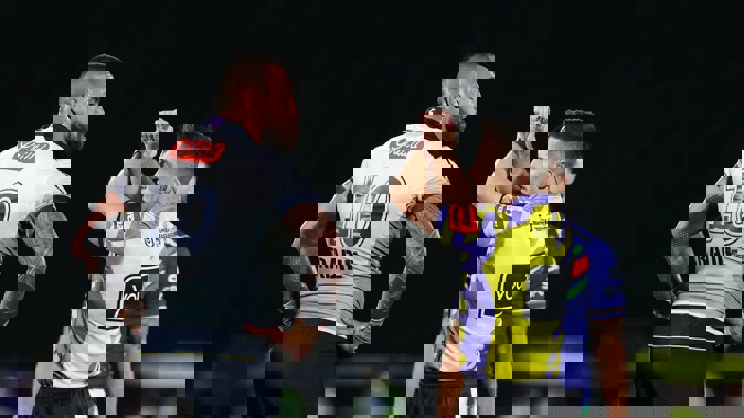 Melbourne Storm prop Nelson Asofa-Solomona was placed on report for a dangerous act against Warriors hooker Wayde Egan. He was not charged by the match review committee. Photo: NRL Photos/Photospor