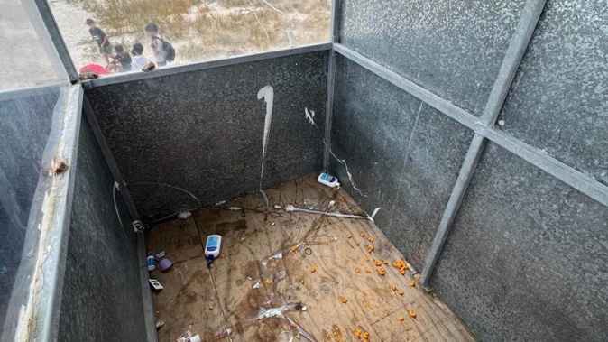 The Pāpāmoa East lifeguard tower was allegedly vandalised overnight. Photo / Supplied
