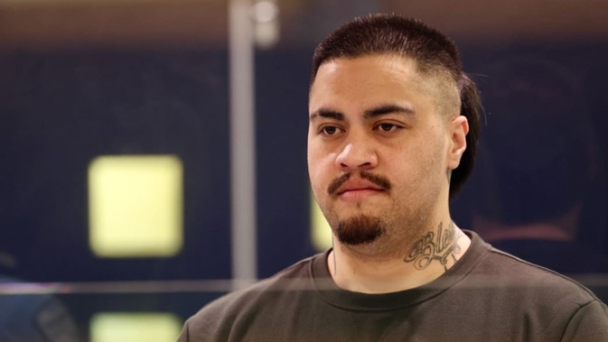 Tipene Te Ahuru, 32, appears in the Auckland High Court on May 6, 2024, the first day of his murder trial. Photo / Jason Oxenham