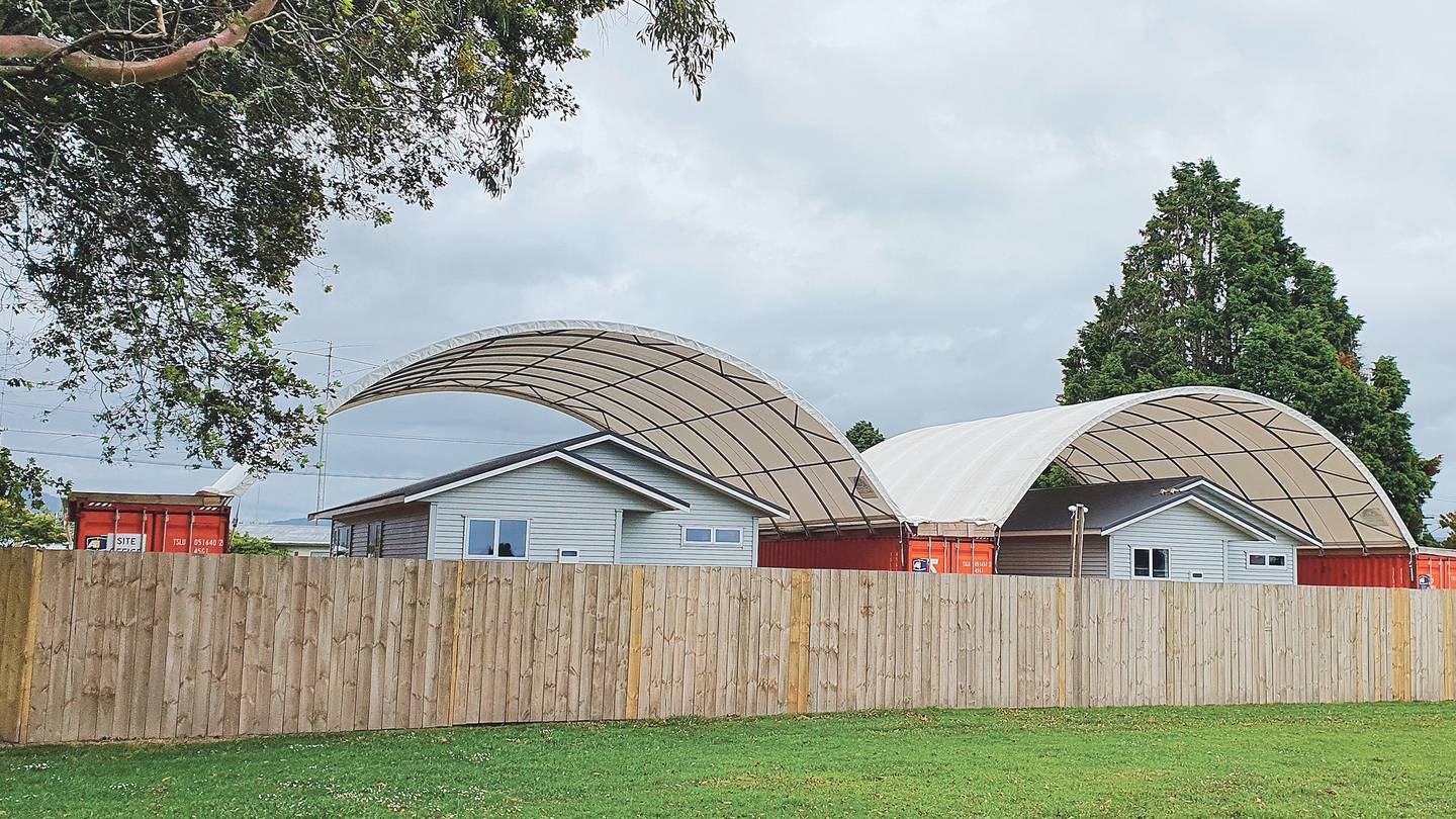 Students of the Ōpōtiki College Building Academy have been working on homes to be placed on the Bridge St site. Photo / Diane McCarthy