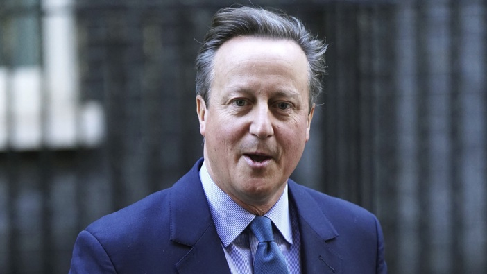 Britain's former prime minister David Cameron leaves Downing Street, in London, Monday, Nov. 13, 2023. Photo / AP