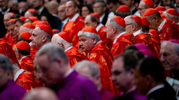 Cardinals attend a final Mass at St. Peter's Basilica before the conclave to elect a new pope at the Vatican on May 7, 2025. (Photo by Massimo Valicchia/NurPhoto via Getty Images)