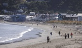 Untreated water was leaking onto the capital's south coast beaches due to the Moa Point Treatment Plant flooding and being turned off. Photo / RNZ, Samuel Rillstone