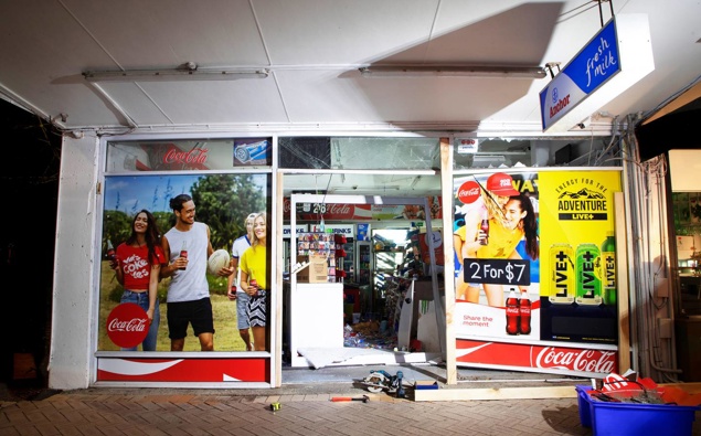 The aftermath of a recent ram raid burglary in Auckland. Photo / Hayden Woodward