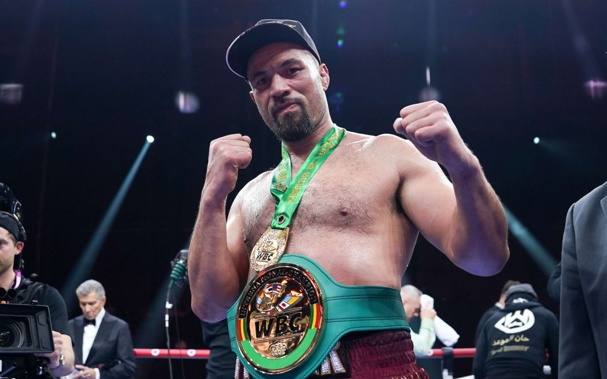 Joseph Parker celebrates after defeating Deontay Wilder at the Day of Reckoning Boxing event in Saudi Arabia. Photo: PhotoSport / Stephen Dunkley / Round 'N' Bout Media