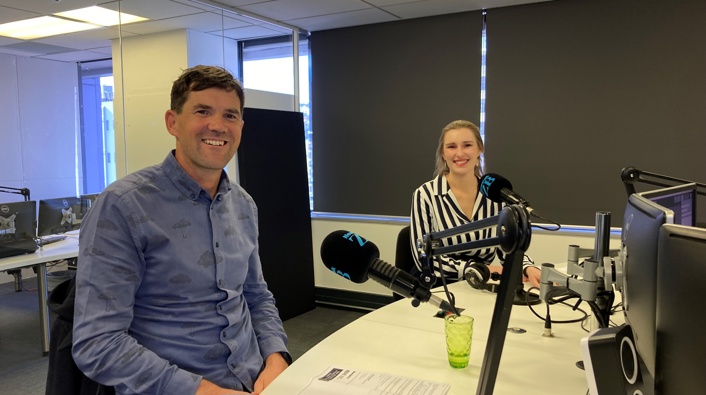 Former Wellington Mayor Justin Lester and National's candidate for Remutaka Emma Chatterton. Image / Newstalk ZB