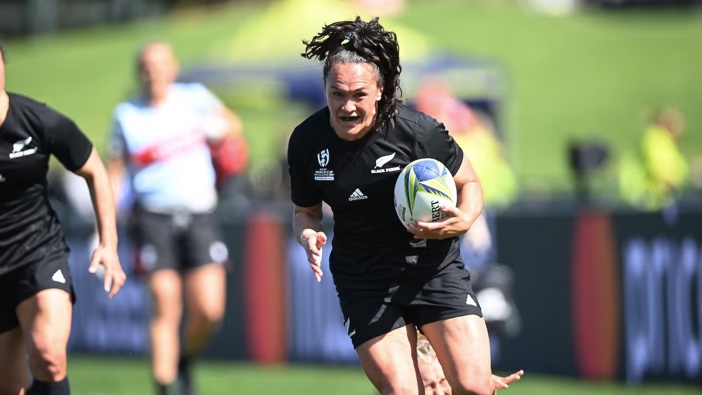 Portia Woodman in action for the Black Ferns at the Rugby World Cup. Photo / Photosport