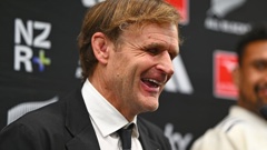 Scott Robertson shows his feelings after the All Blacks victory over France in Wellington. Photo / Photosport