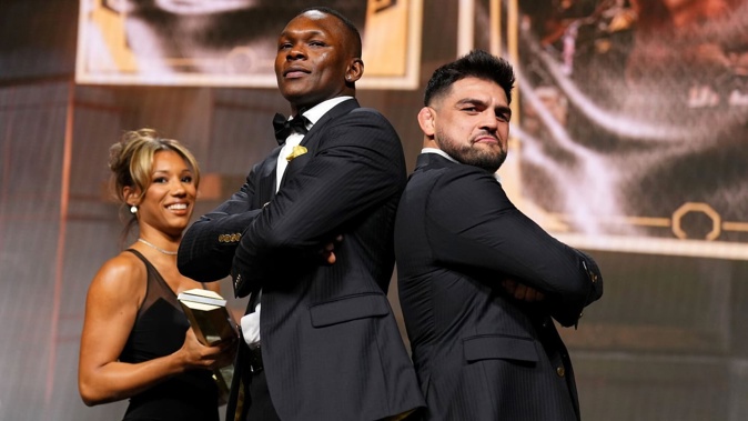 Israel Adesanya and Kelvin Gastelum were inducted into the UFC Hall of Fame for their bout in 2019. Photo / Getty Images