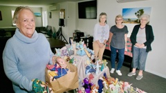 Lyn Sturm (left), Lorraine Helson, Marion Christensen and Rosemary Stocker have made 180-plus soft toys for Wairoa schoolchildren. Photo / Warren Buckland